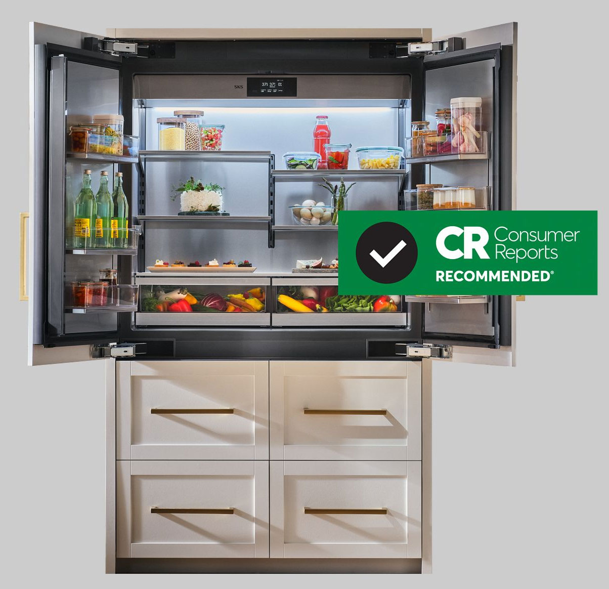Front View of SKS Refrigerator Open with CR Report