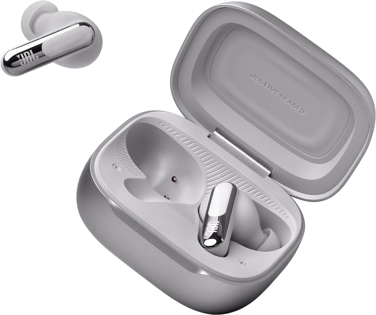 Earbuds In and Out of Case View of JBL Earbuds