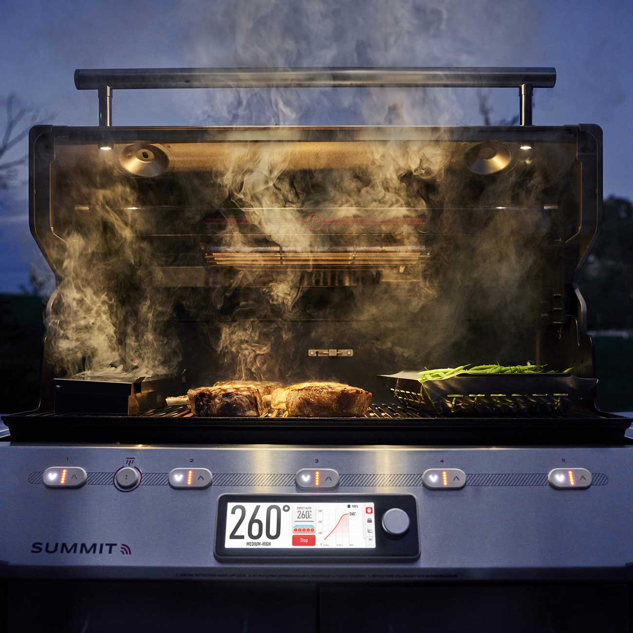 Lifestyle View of Weber Gas Grill Cooking Food