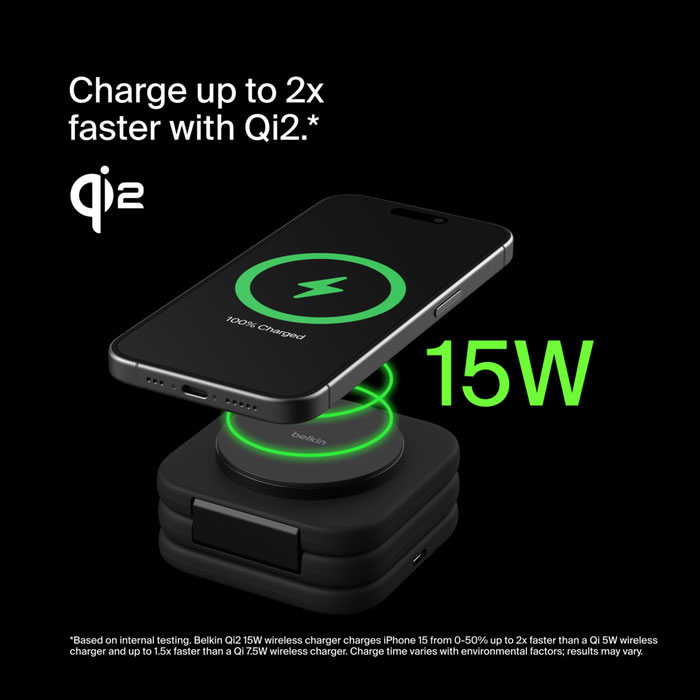 Infographic View of Belkin Wireless Charging Pad Qi2 Feature