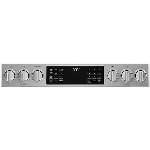 Controls View of GE Profile 30" Slide-In Double Oven Gas Range