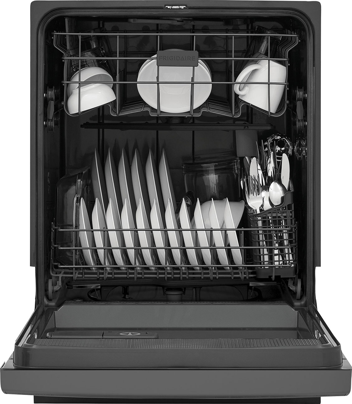 Fully Opened Door View of Dishwasher 
