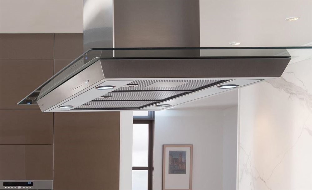 Wolf 45" Glass Cooktop Island Hood with LED Lights Abt