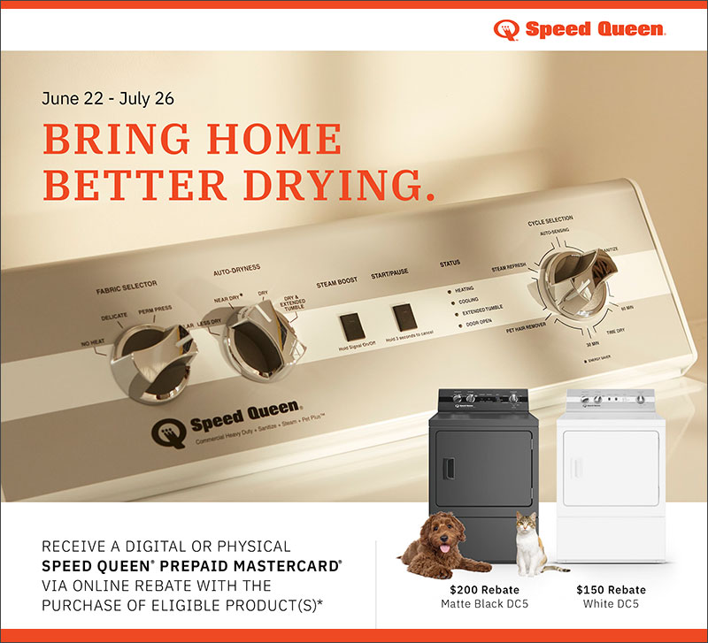 Speed Queen Receive $150 to $200 Rebate w/ Purchase