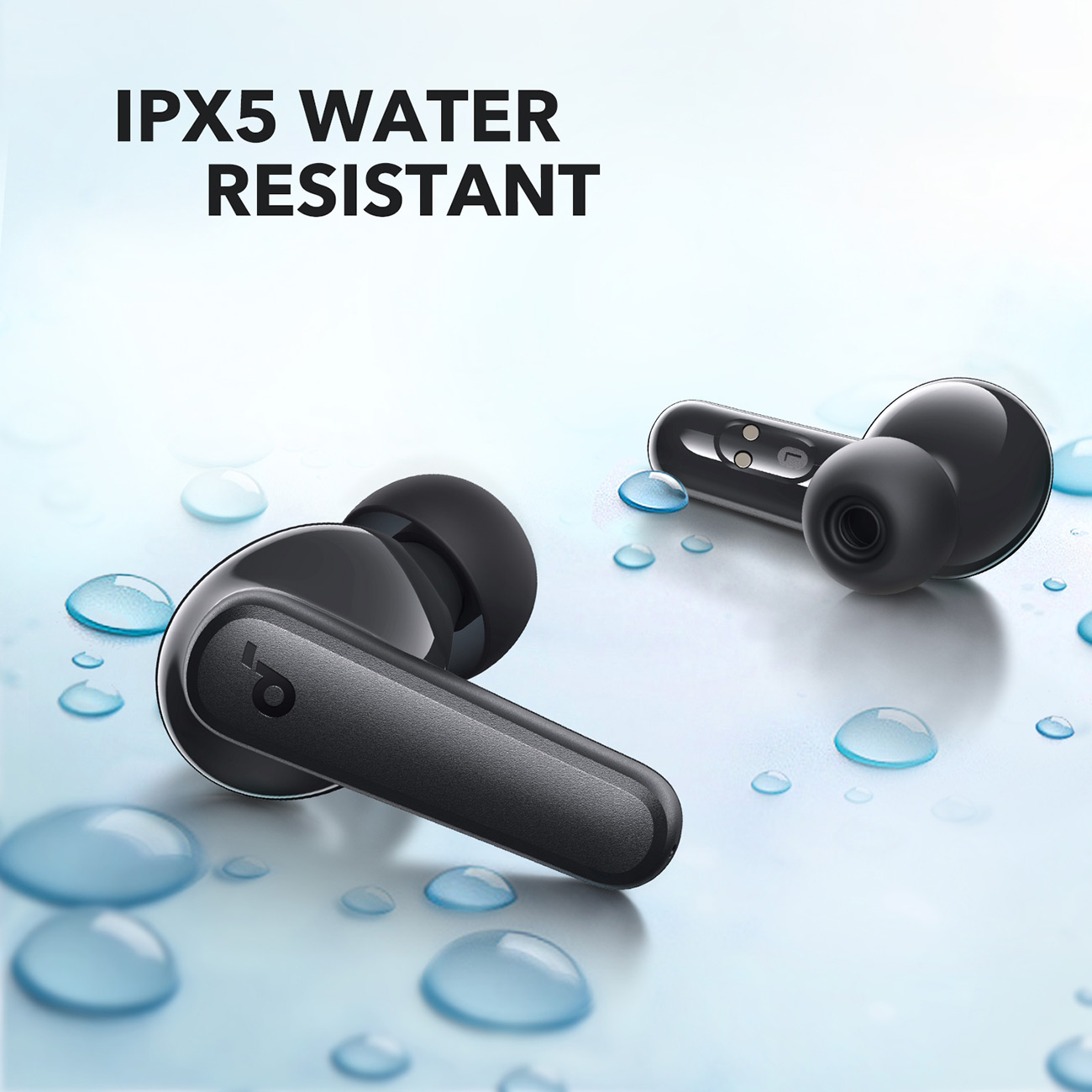Water Resistant View of Soundcore Earbuds