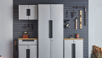 Grey garage wall storage cabinets