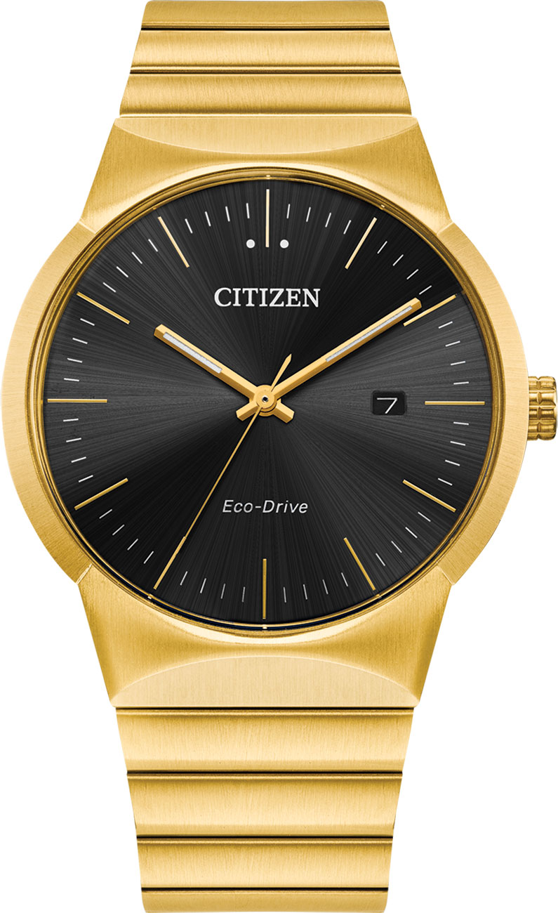 Citizen Eco-Drive Axiom Black Dial Gold-Tone Stainless Steel Bracelet Watch, 40mm - BM7582-56E