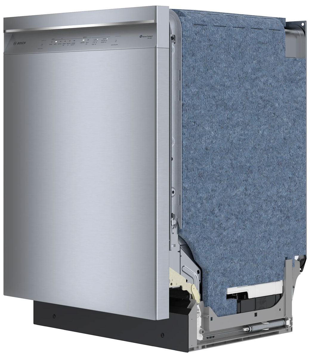 Angle view of dishwasher.