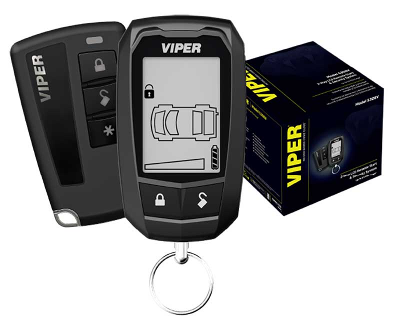 Front view of 2-Way LCD Car Security and Remote Start System w/Packaging
