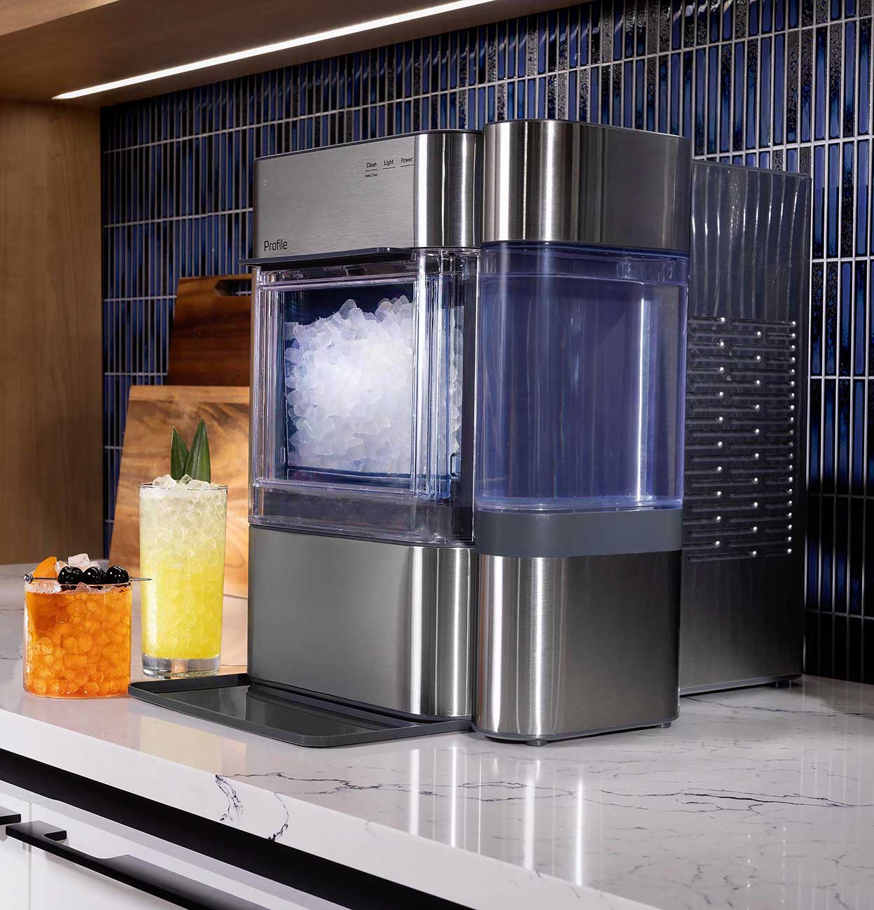 Angle View of GE Profile Ice Maker
