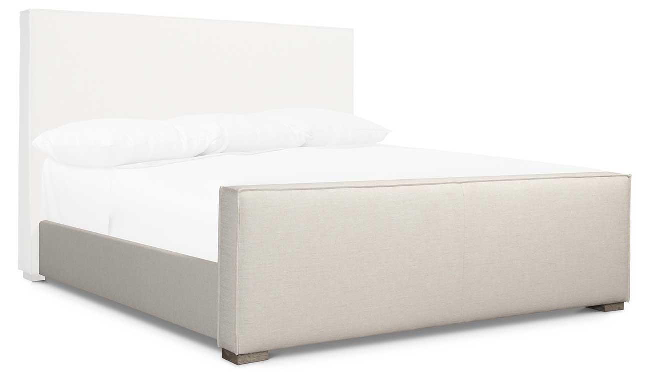 Angled view of Bernhardt Tribeca Upholstered Panel Footboard and Side Rails