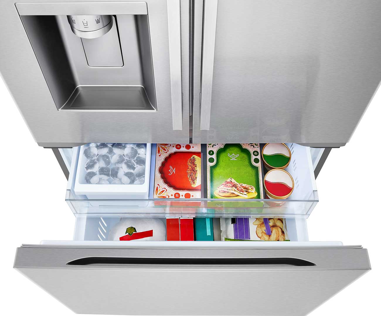 Freezer with Food view of LG French Door Refrigerator