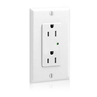 Front view Leviton Surge Protected Outlet Cover