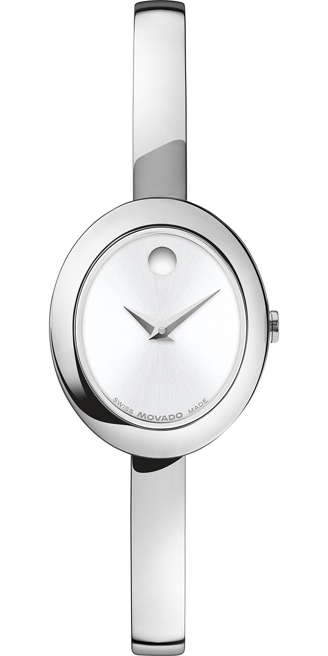 Movado Museum Bangle Watch 21.5mm x 25.5mm with Silver White Sunray Dial - 0608070