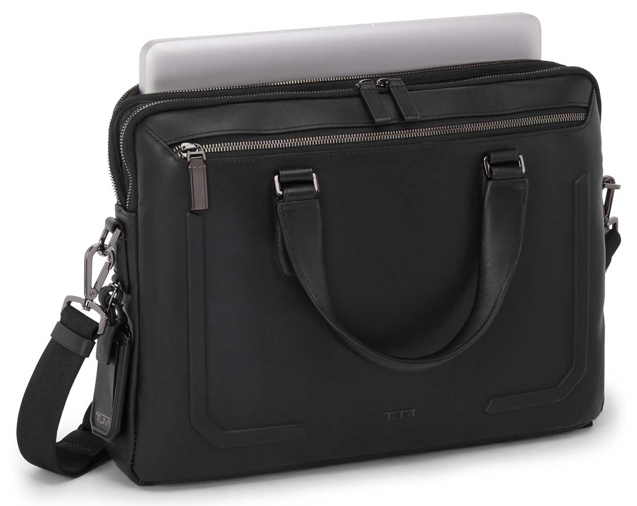 Laptop in TUMI Harrison Sycamore Slim Brief's compartment