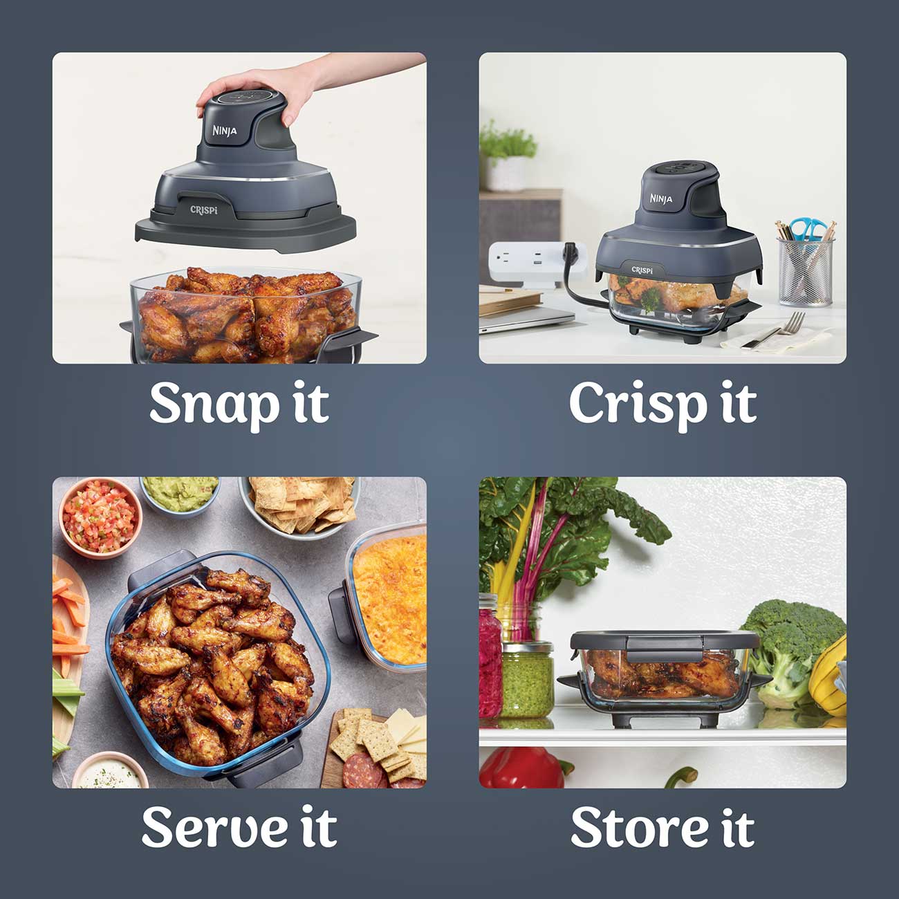Crispi 4-in-1 Portable Glass Air Fryer Cooking System Process