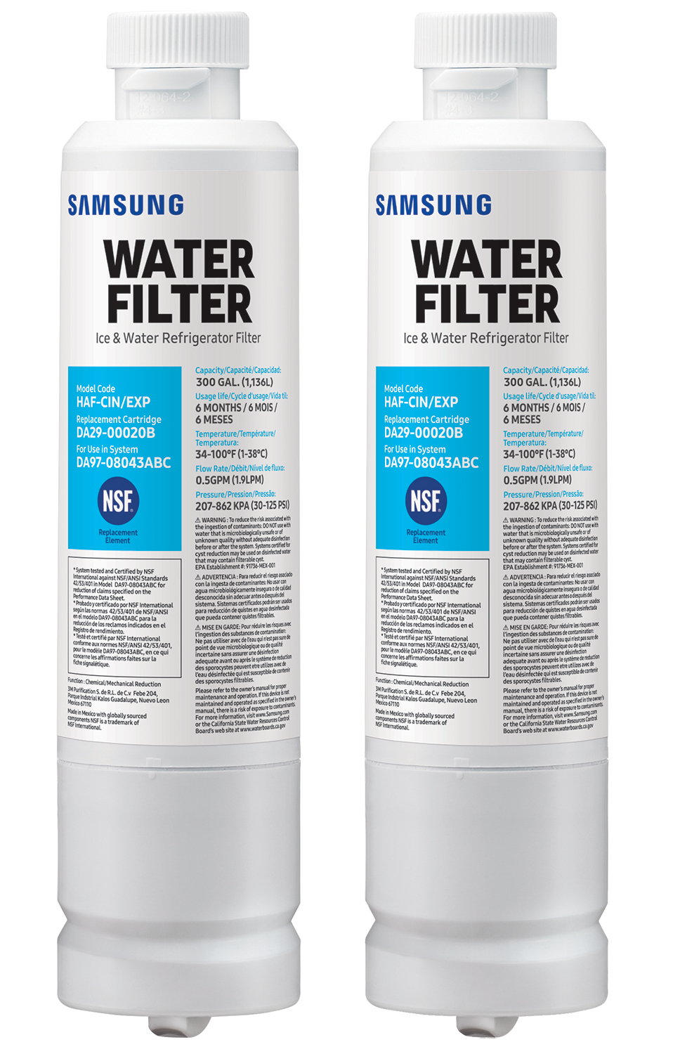 Large Image of Samsung Refrigerator Pack of 2 Water Filters
