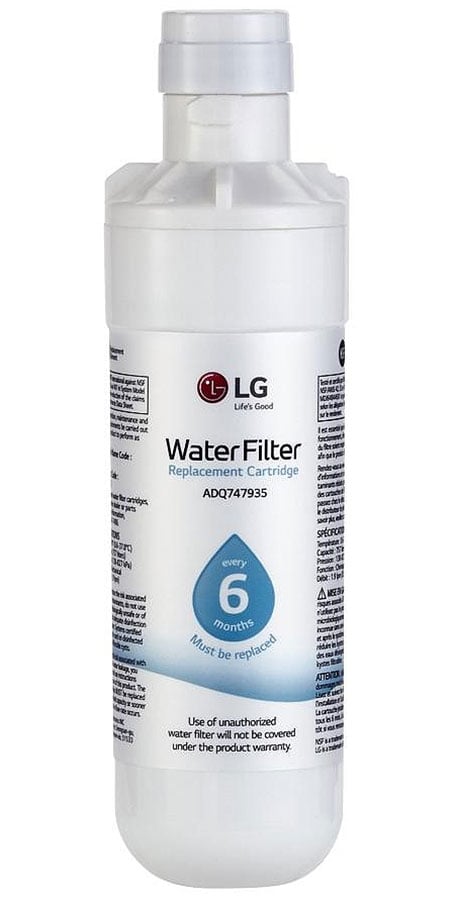 Front view of refrigerator water filter
