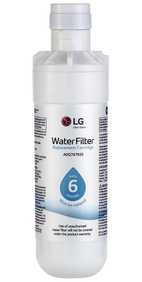Front view of refrigerator water filter