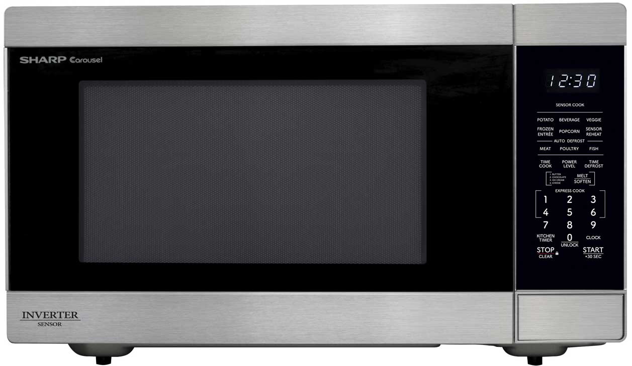 Main Front view of Sharp Microwave in Stainless Steel