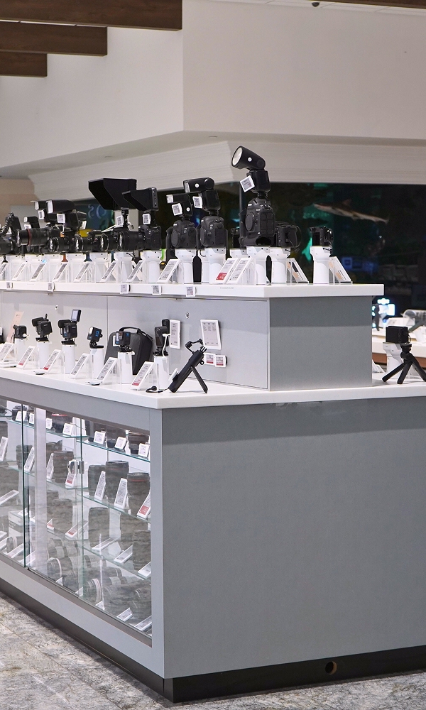 Row of digital cameras