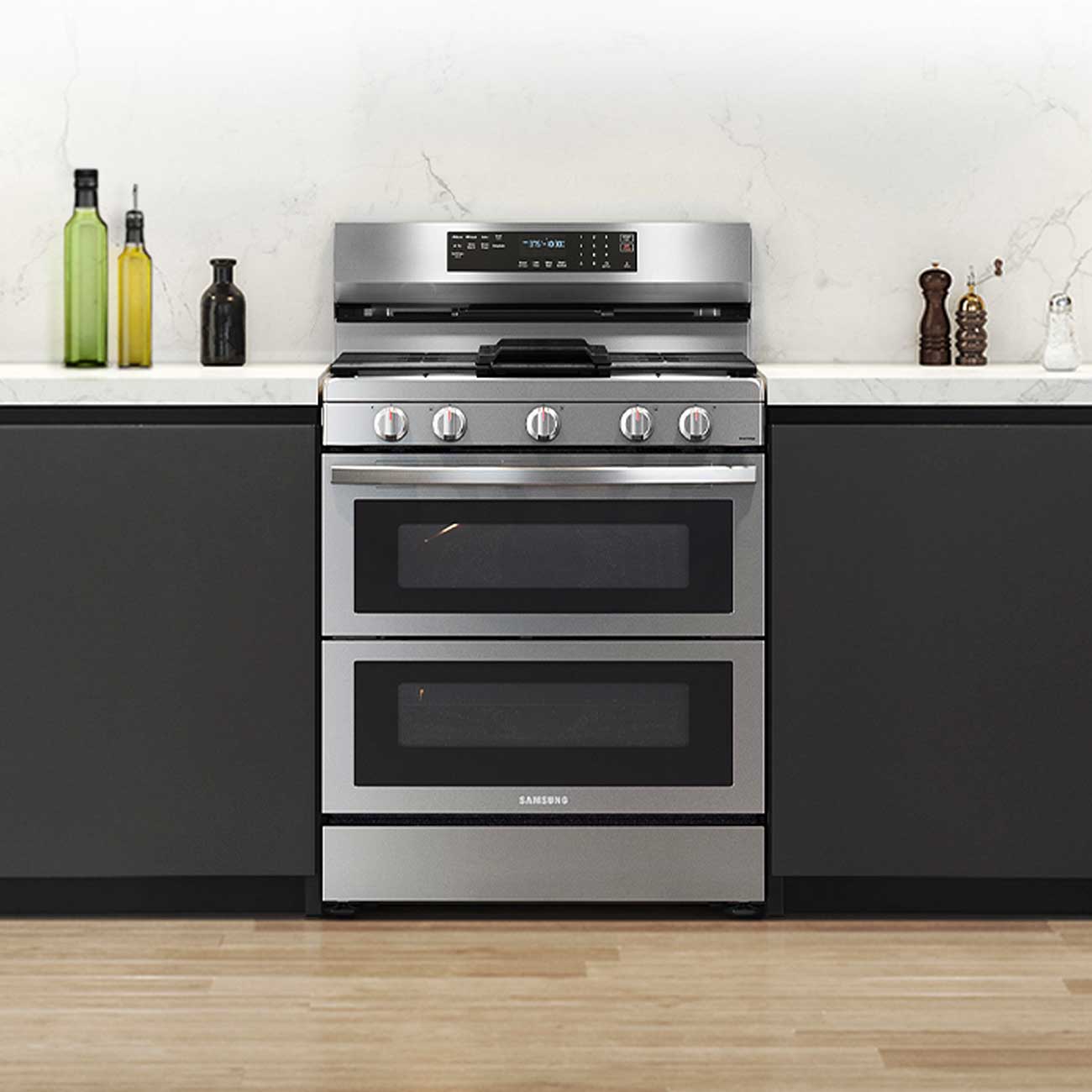 Gas range in the kitchen.