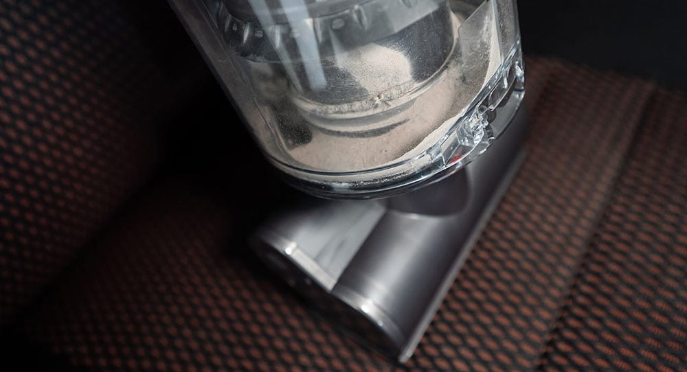 Cleaning car seat with upright dyson vacuum