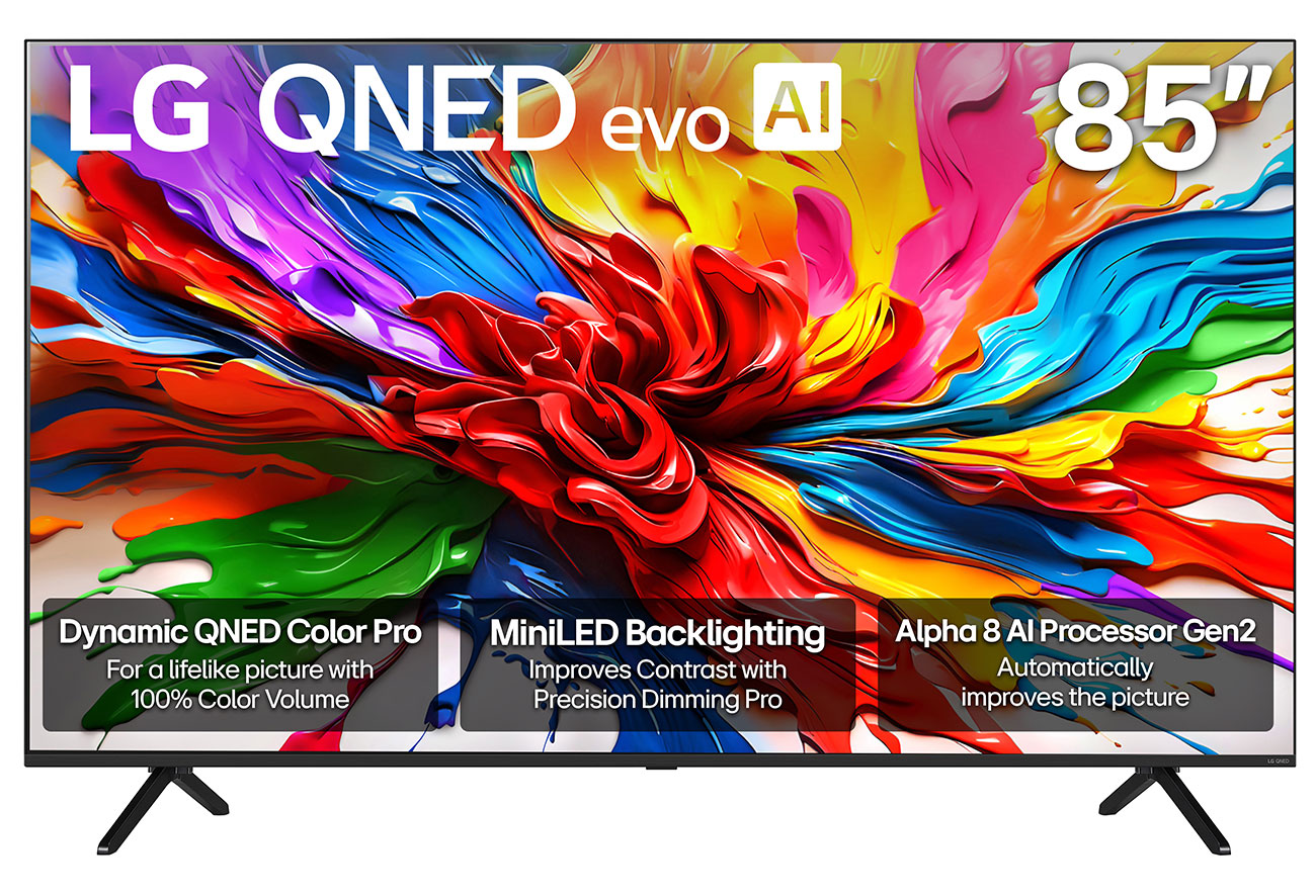 LG QNED92A Series TV 85-Inch Mini LED 4K Smart with evo AI in Black - 85QNED92AUA