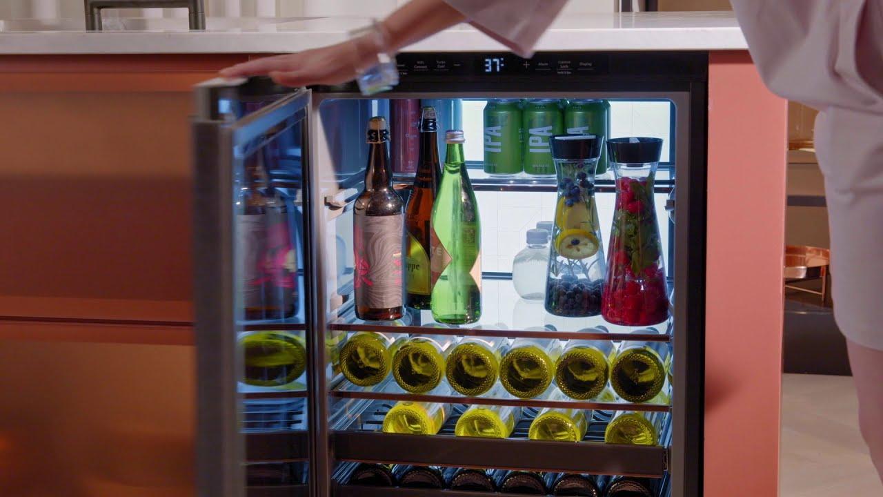 Watch Cafe Beverage Center With LED Light Wall