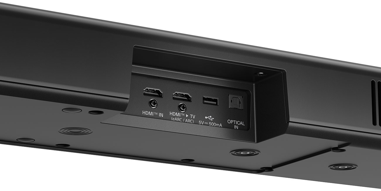 Rear Angled View of LG Soundbar Ports
