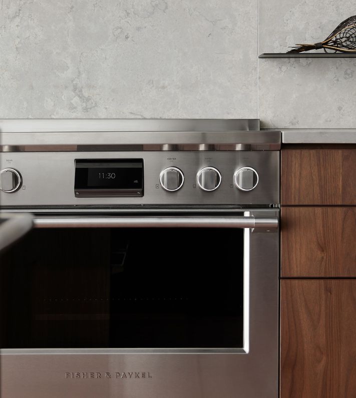 Stylish kitchen featuring a Gaggenau gas cooktop, showcasing modern design and culinary efficiency