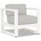 Sunset West Newport Club Chair in Satin White | Cast Silver Sunbrella