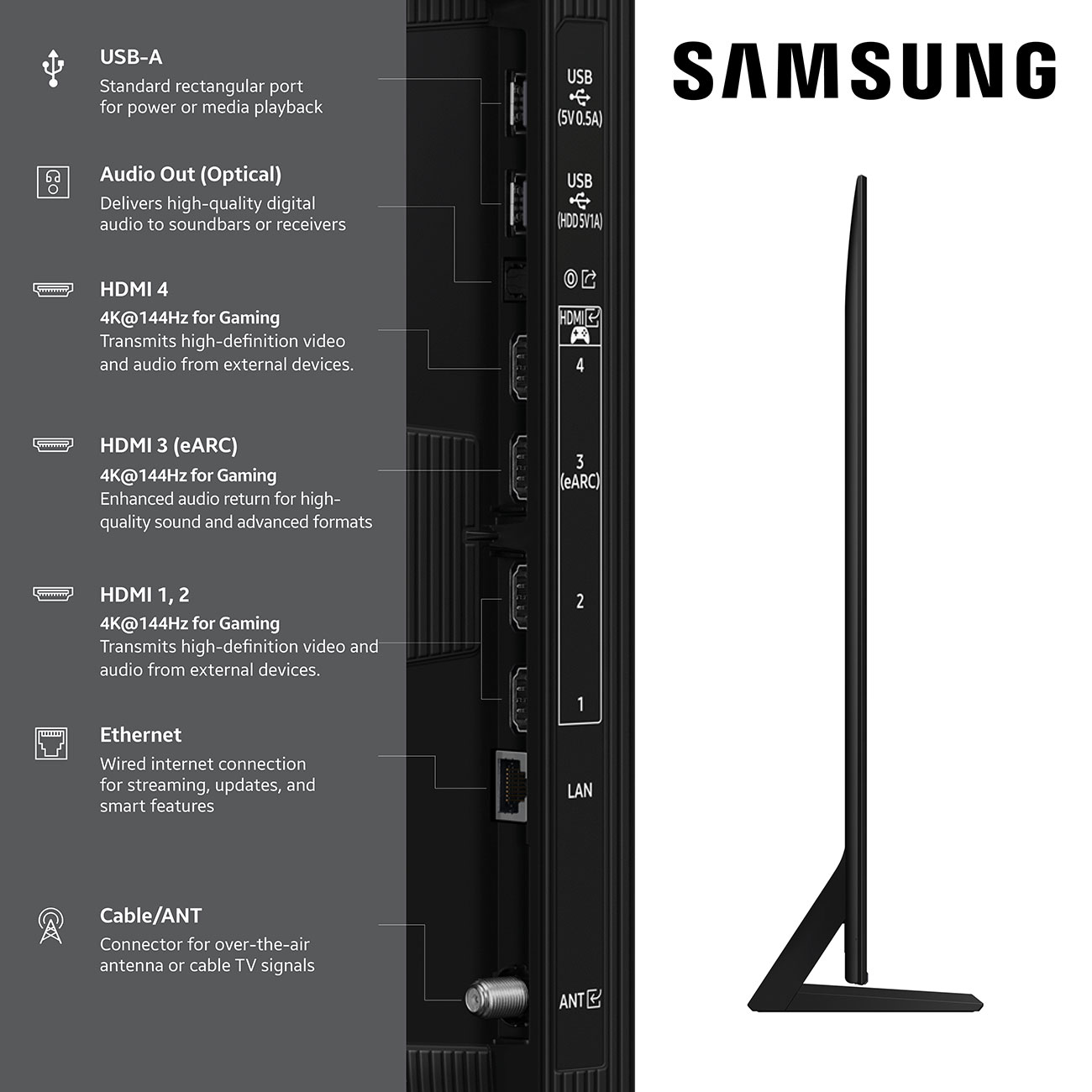 Close Up View Of The TV Ports