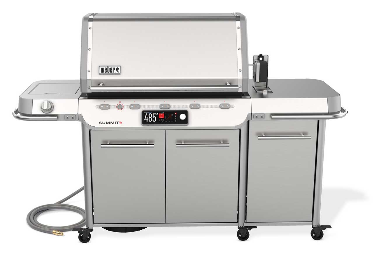 Front View of Weber Gas Grill With Smoker Box Up