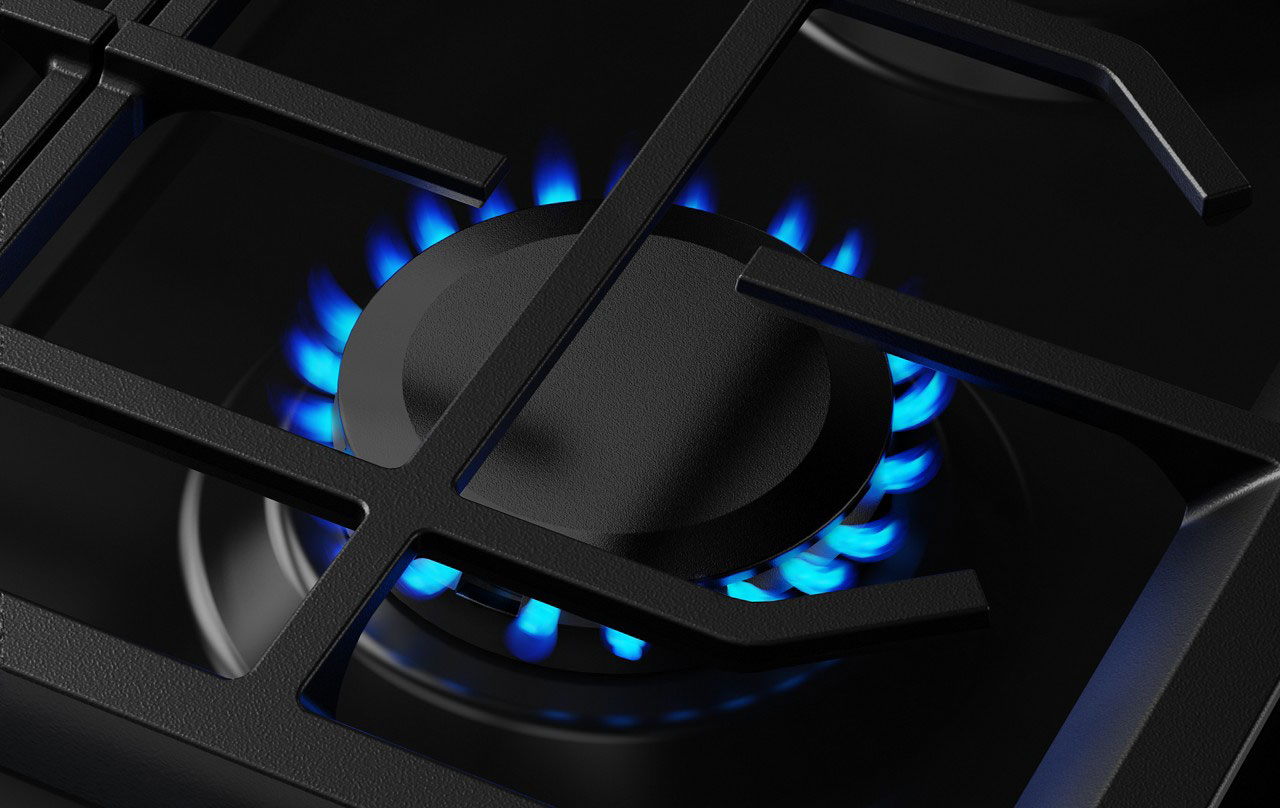 Burner view of KitchenAid Gas Range