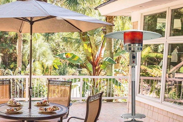 Patio heater on a patio