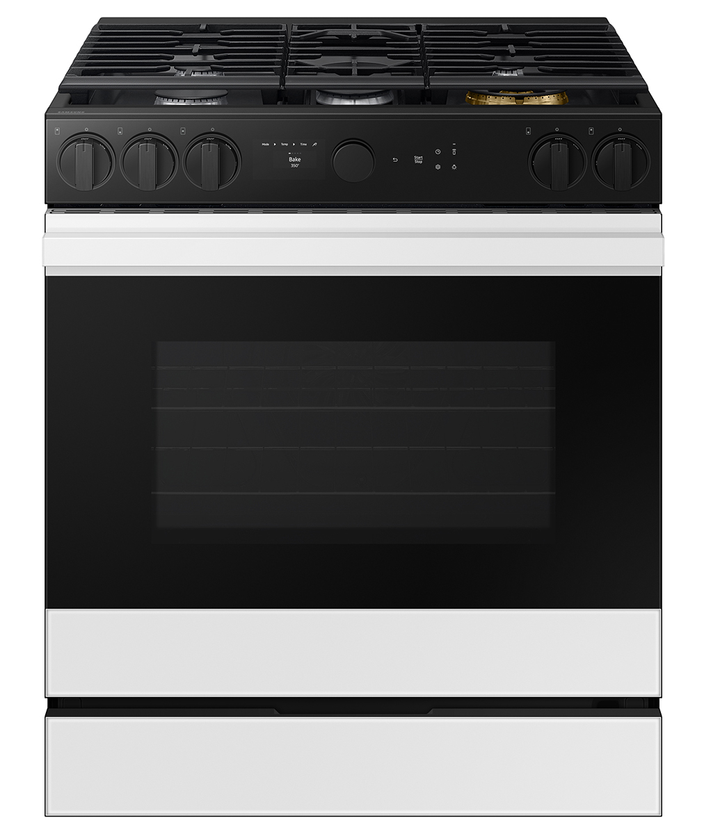 Samsung Slide-In Gas Range Smart Bespoke 6 Cu. Ft. in White Glass