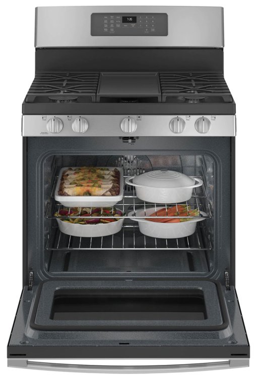 Large image of GE 30" Stainless Steel Freestanding Gas Convection Range With No Preheat Air Fry