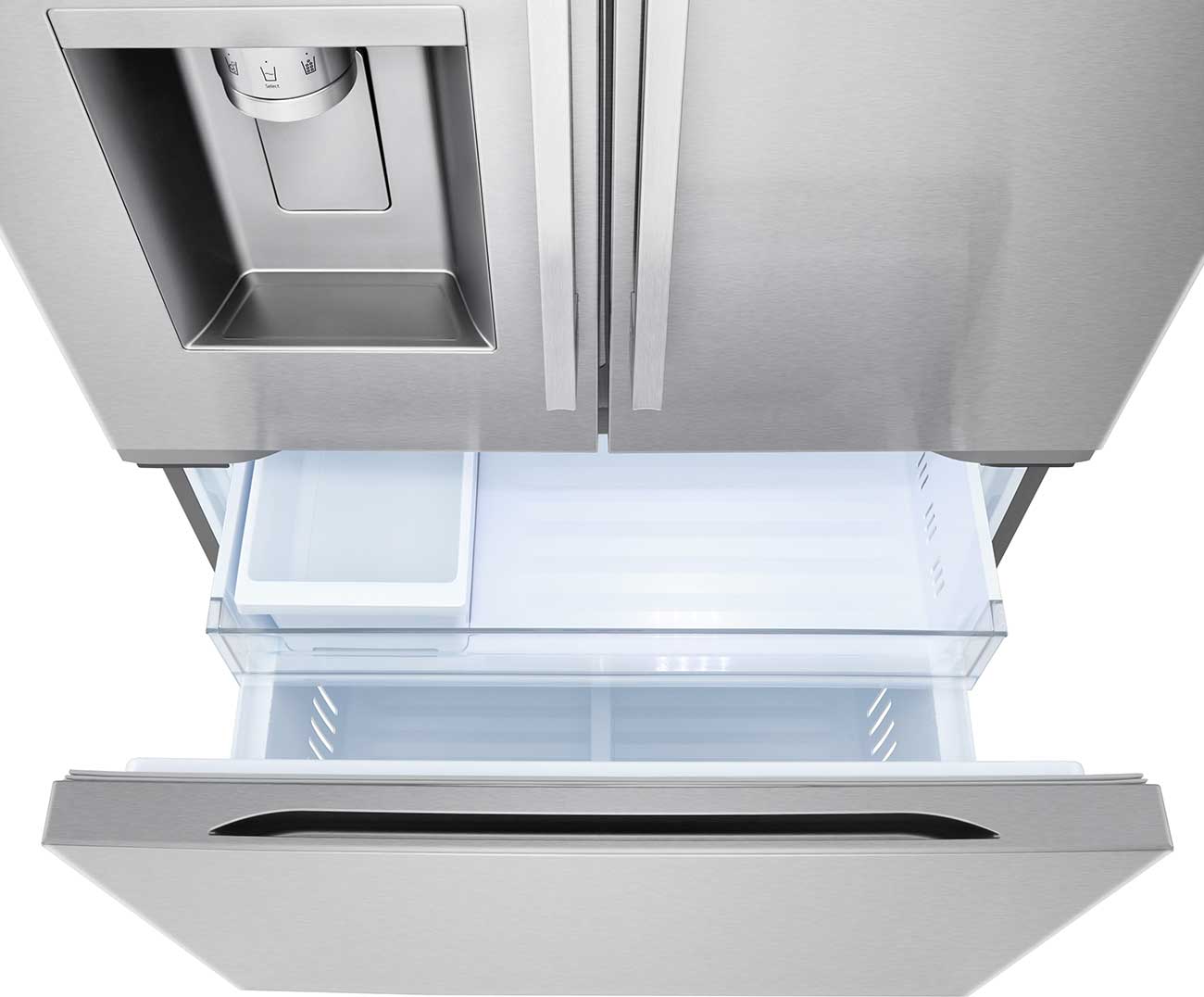 Freezer Front view of LG French Door Refrigerator