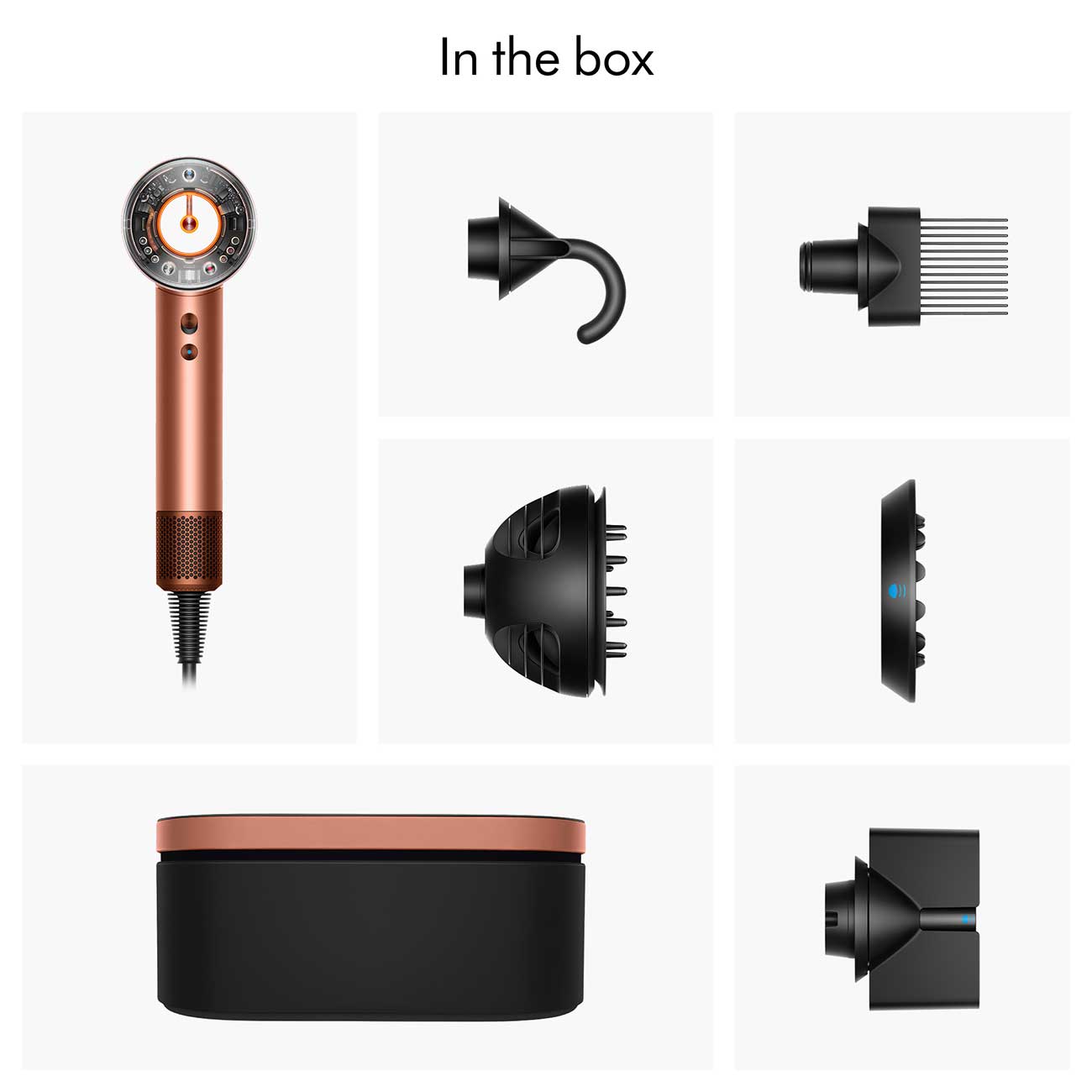 Supersonic Nural Hair Dryer in Amber Silk Accessories Included Detail