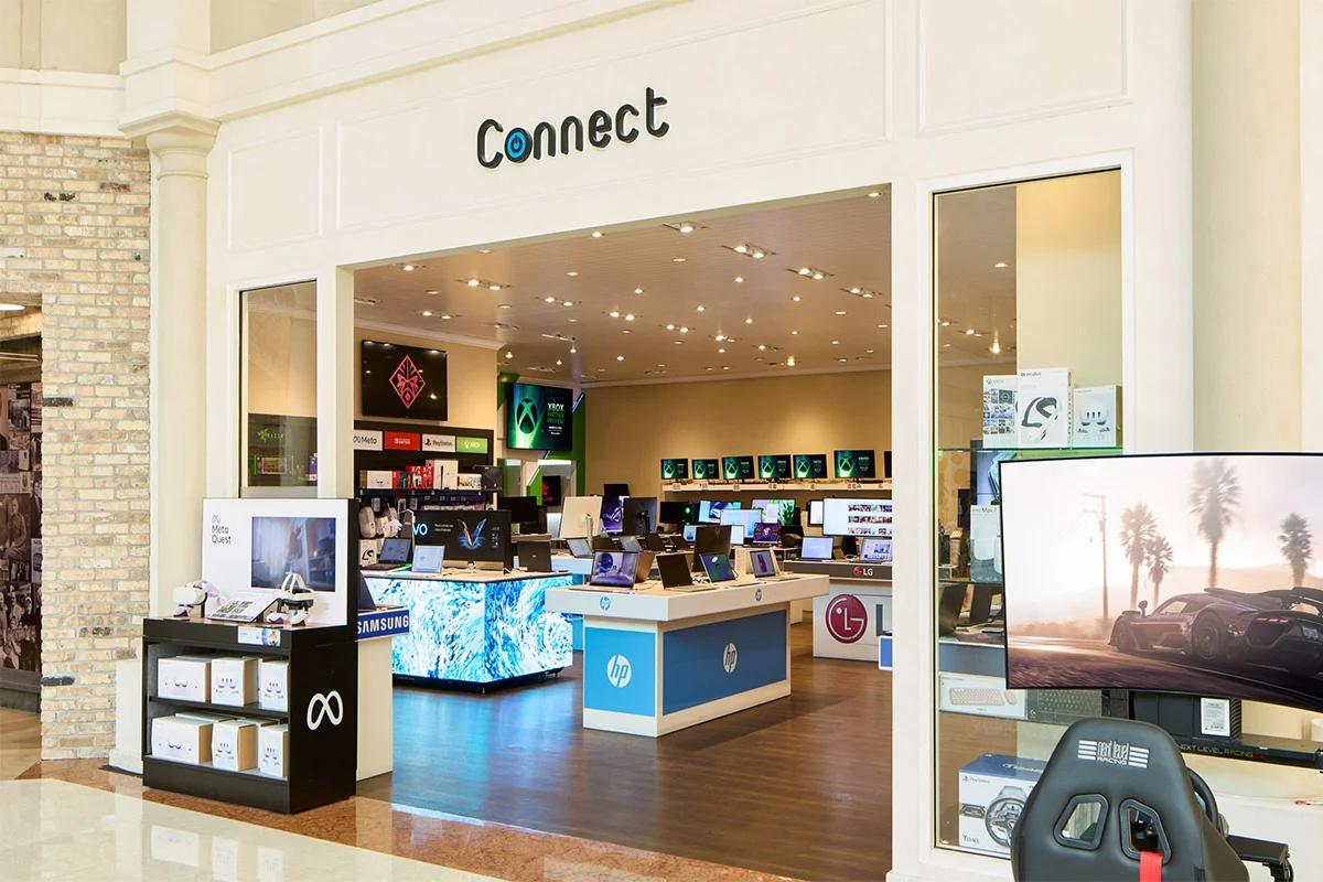 The Connect Store boutique in the Abt atrium features an extensive display of various electronics.