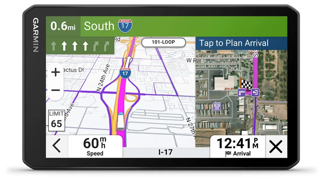 Front View Of The Garmin dezl OTR720 Trucking GPS In Black Finish