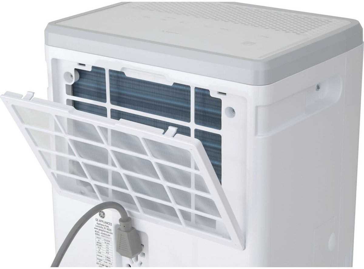 Back of a White 50 Pint Dehumidifier from Haier