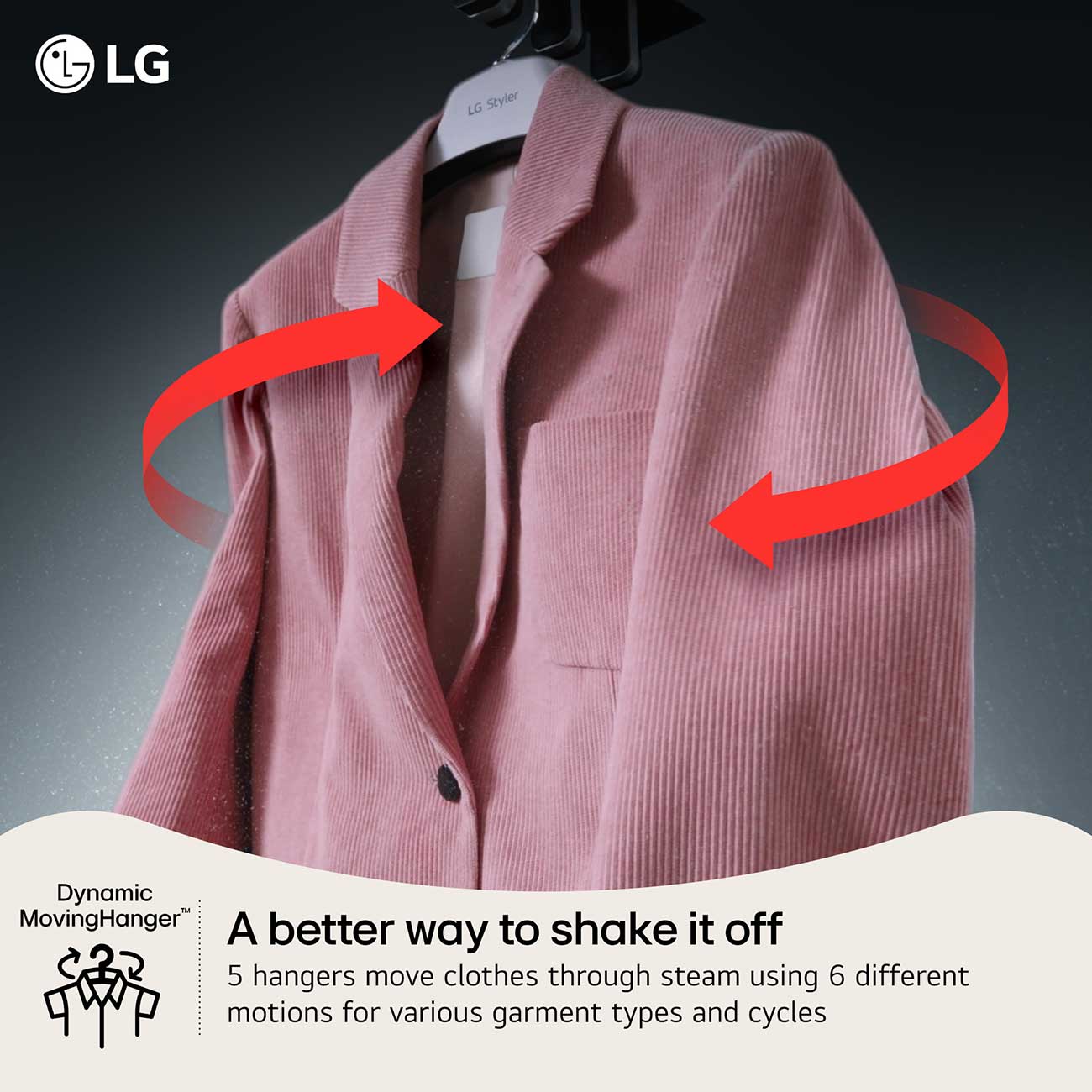LG Styler Smart Steam Closet MovingHanger Detail