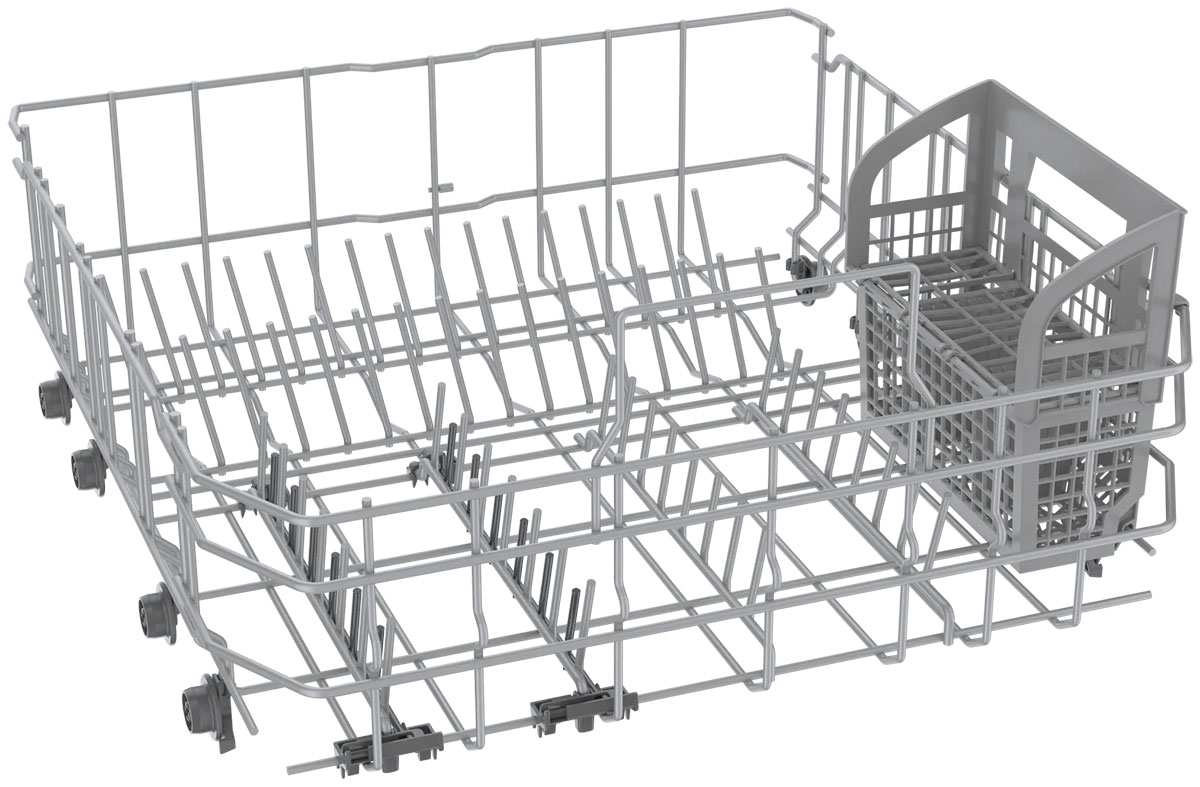 Angle view of empty bottom rack.