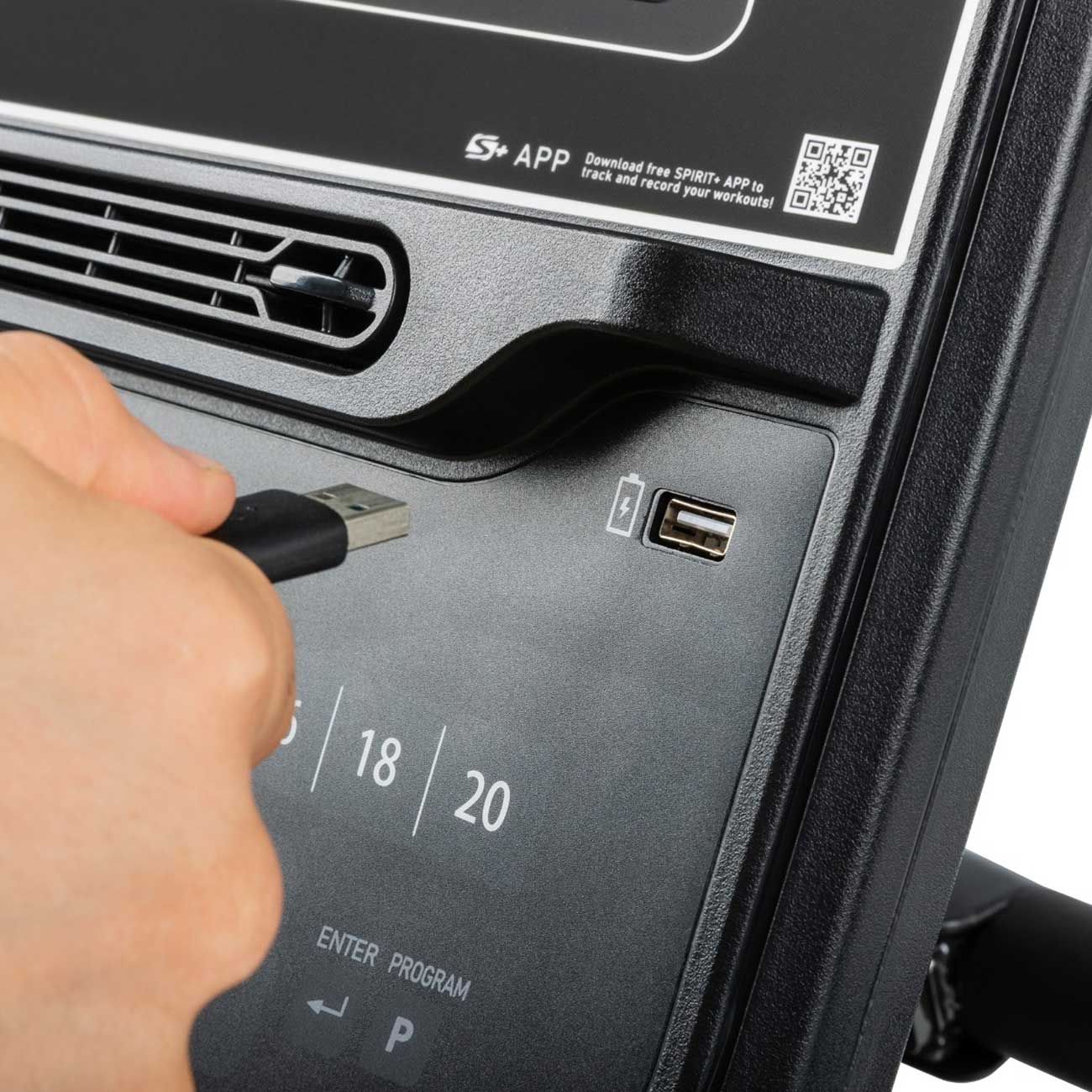 Exercise Bike USB Input Detail Close-Up View