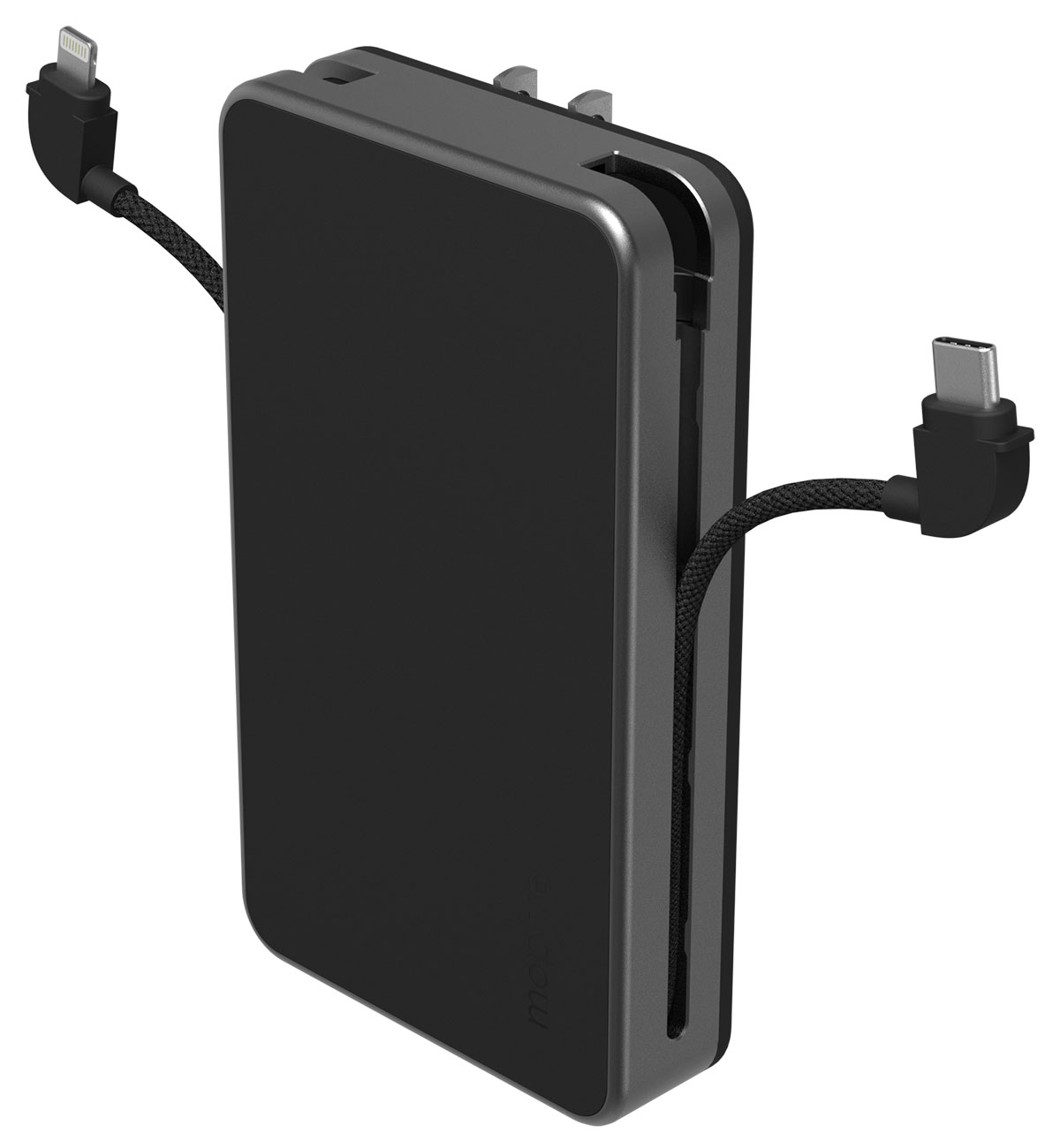 Front Left View Of Mophie Charger with Cables