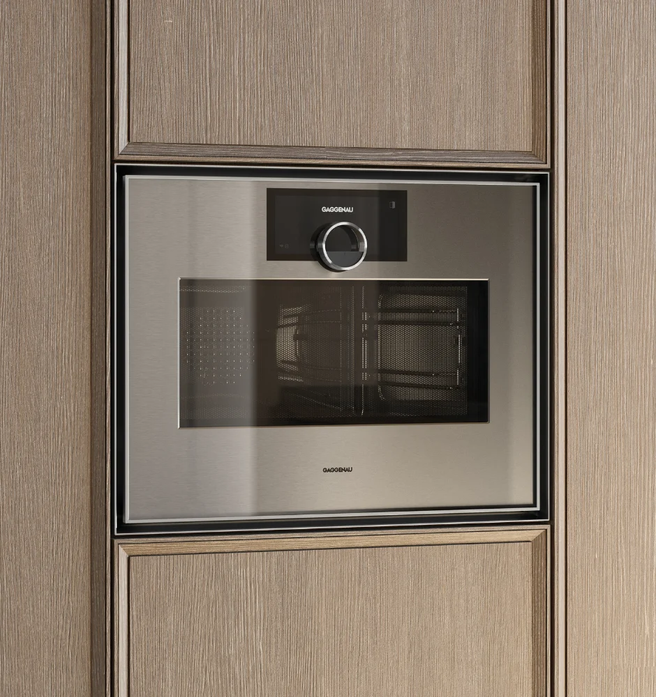 A Gaggenau built-in combi-microwave in a modern kitchen