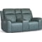 Flexsteel Vernon Power Reclining Loveseat with Console, Power Headrests, Lumbar, Heat and Massage in Admiral Fabric