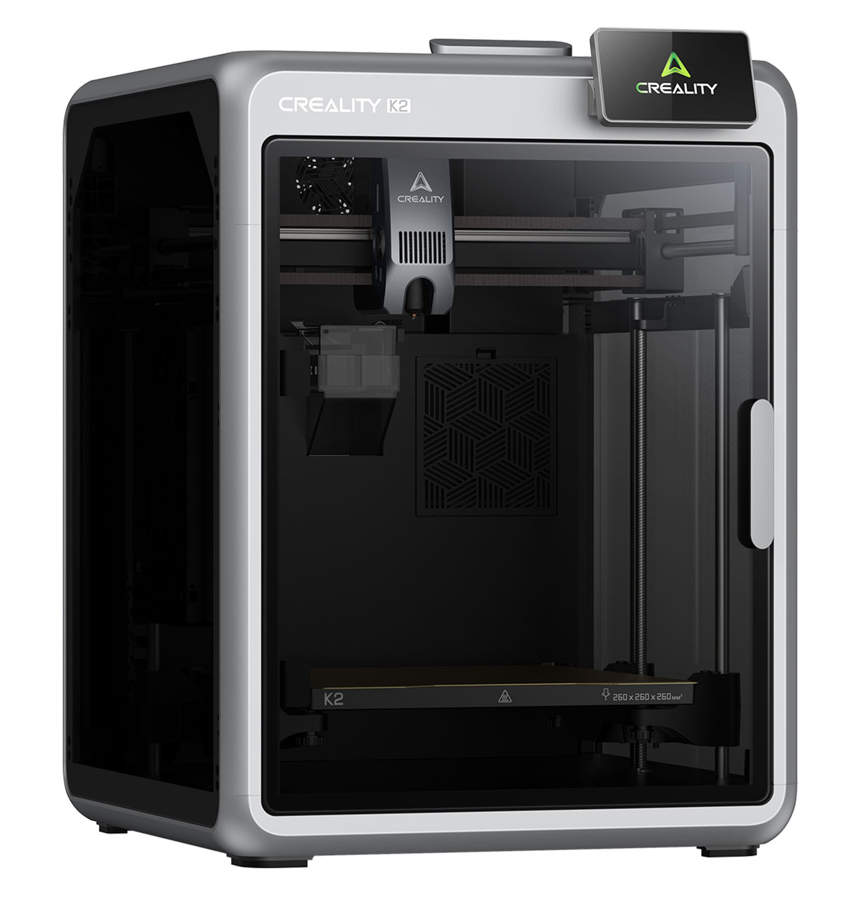 Front View of Creality K2 3D Printer Tilted right